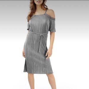 NEW Women's Topshop Cold Shoulder Plisse Midi Dress
